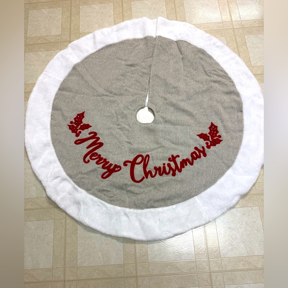 Christmas Tree Skirt- tweed/herringbone pattern 47inch